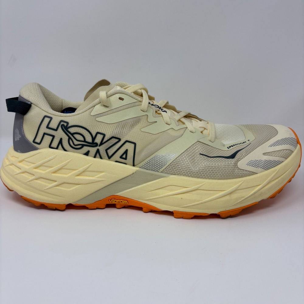 Hoka Speedgoat 7 Mens Size 12 Vanilla Orange Trail Running Shoes (1171928 VMR)